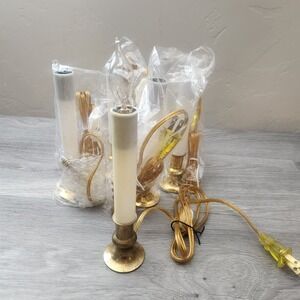 Vintage Lillian Vernon Electric Candle Lamp Set 6‎ Brass Base Christmas 882L00